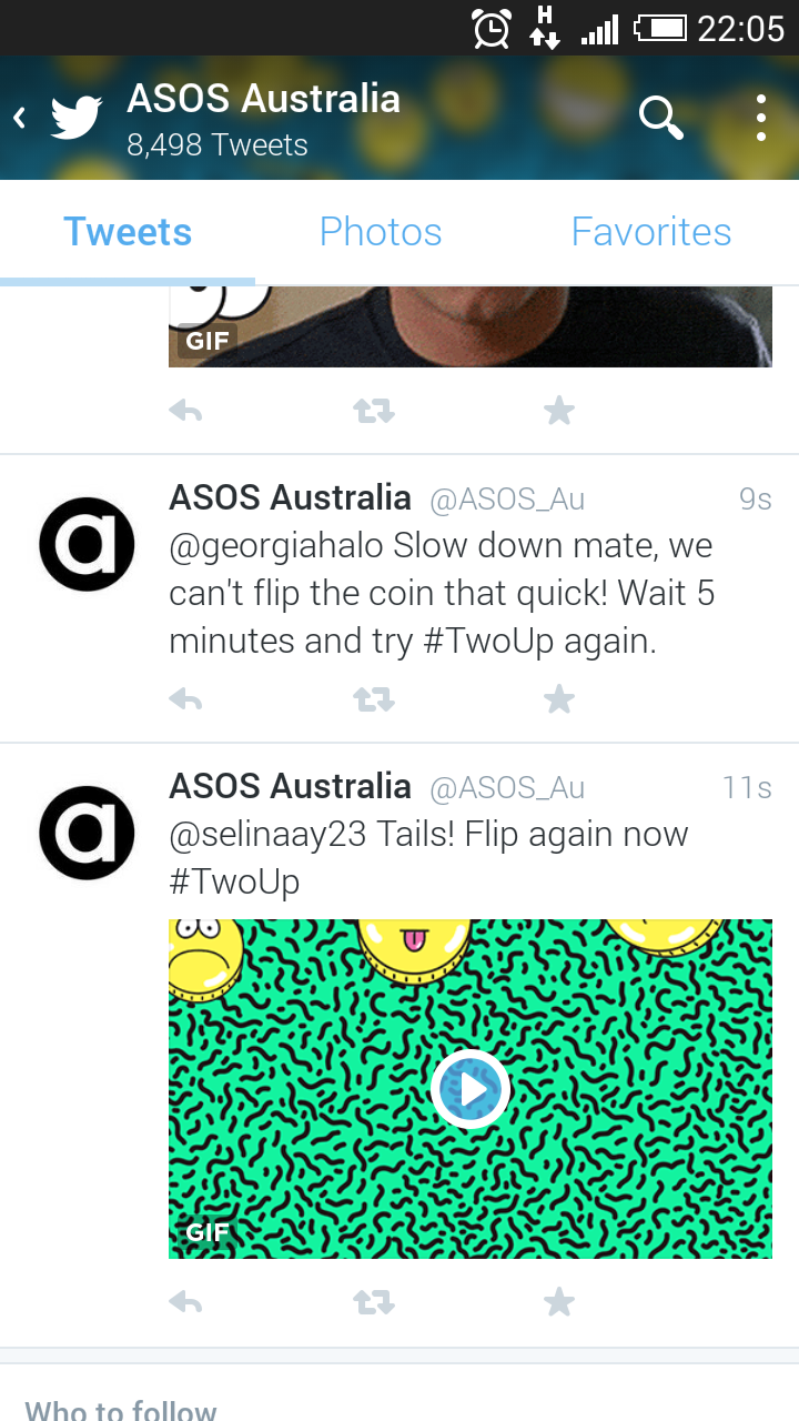 Screenshot of the ASOS Australia Twitter account